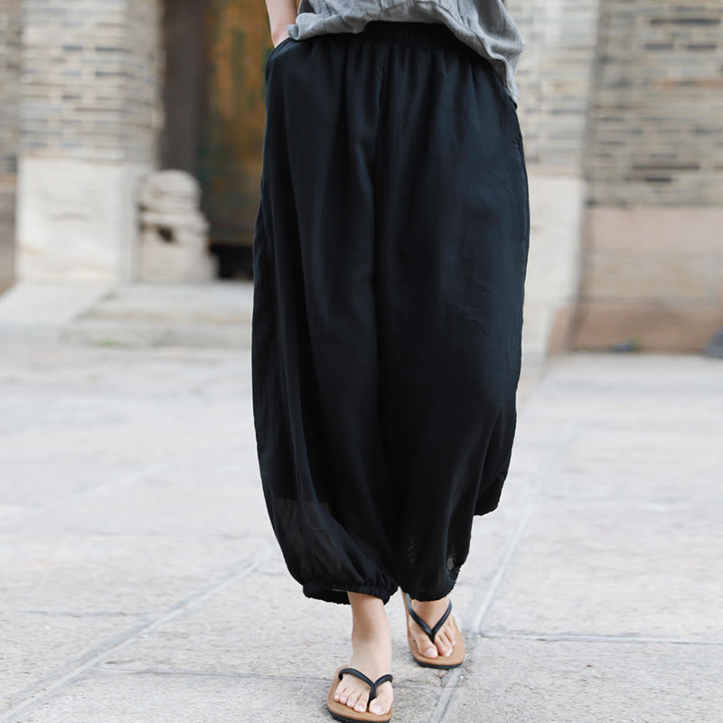 Pantalones casuales de algodón con bolsillos para mujer de Buddha Stones para verano - image 16