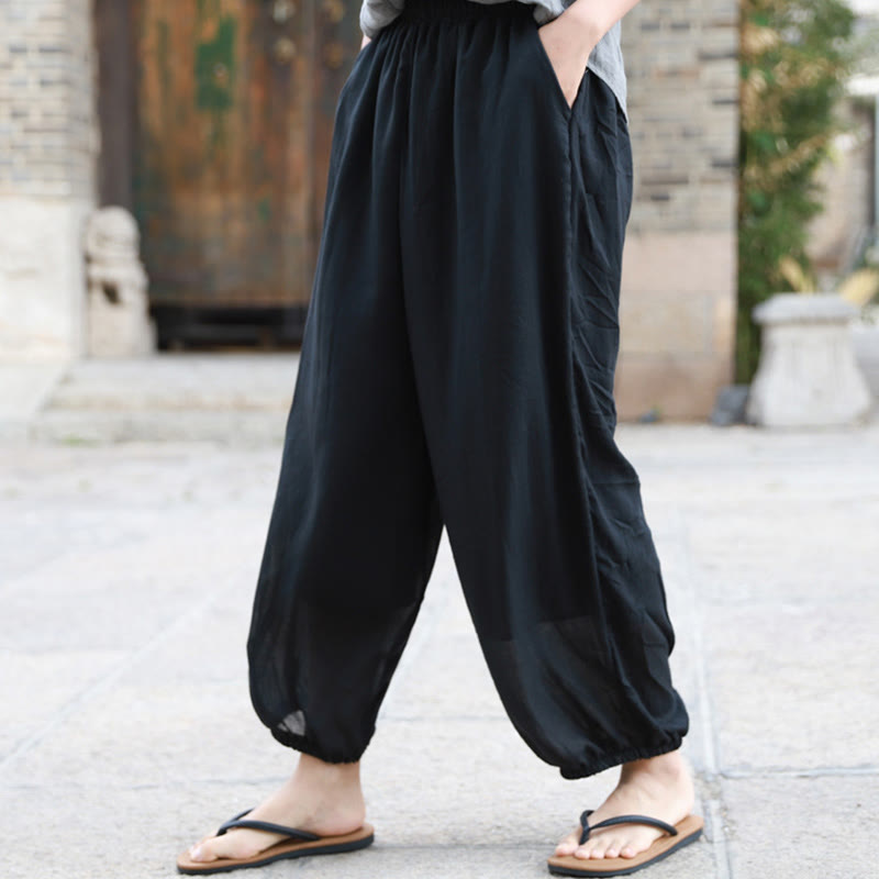 Pantalones casuales de algodón con bolsillos para mujer de Buddha Stones para verano - image 17