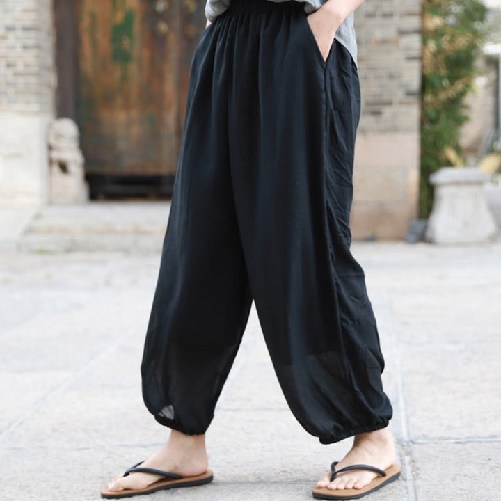Pantalones casuales de algodón con bolsillos para mujer de Buddha Stones para verano - image 17
