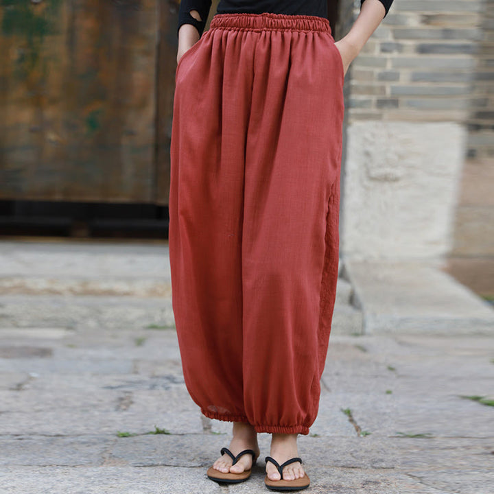 Pantalones casuales de algodón con bolsillos para mujer de Buddha Stones para verano - image 24
