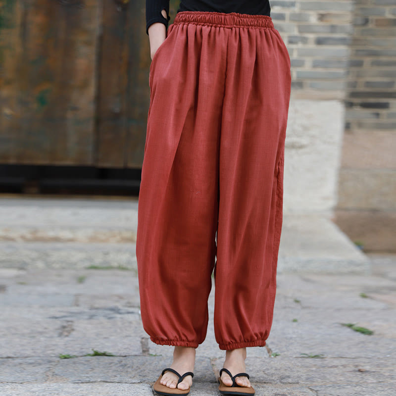 Pantalones casuales de algodón con bolsillos para mujer de Buddha Stones para verano - image 23