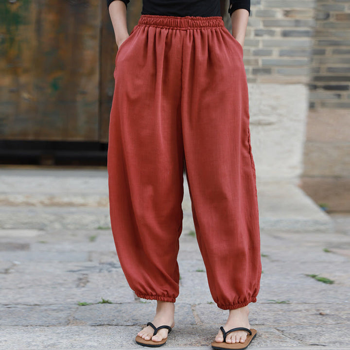 Pantalones casuales de algodón con bolsillos para mujer de Buddha Stones para verano - image 22