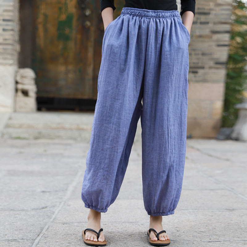 Pantalones casuales de algodón con bolsillos para mujer de Buddha Stones para verano - image 27