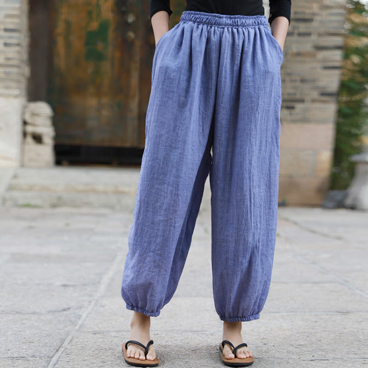 Pantalones casuales de algodón con bolsillos para mujer de Buddha Stones para verano - image 27