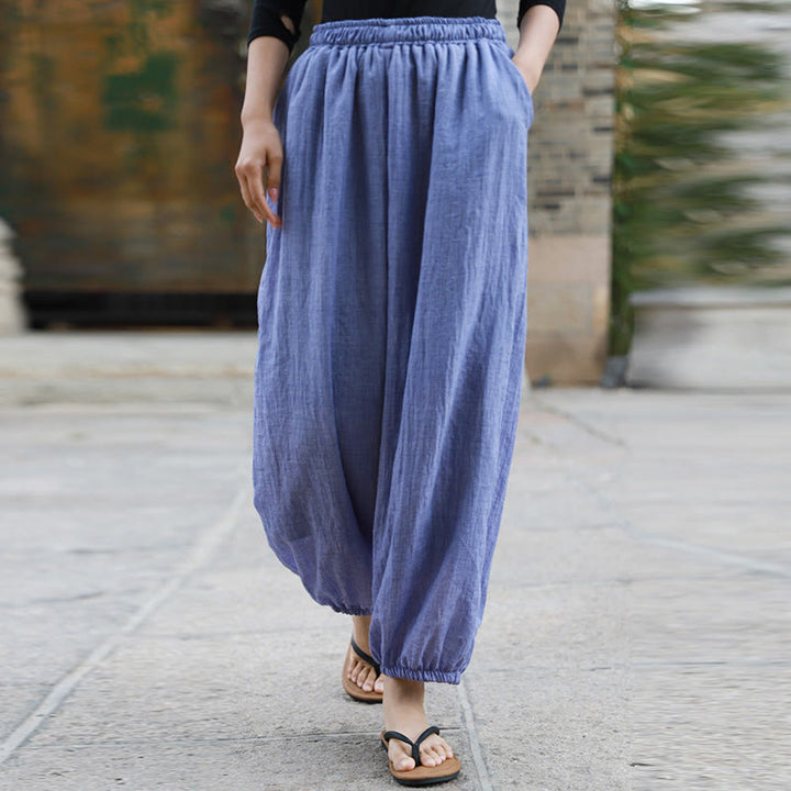 Pantalones casuales de algodón con bolsillos para mujer de Buddha Stones para verano - image 33