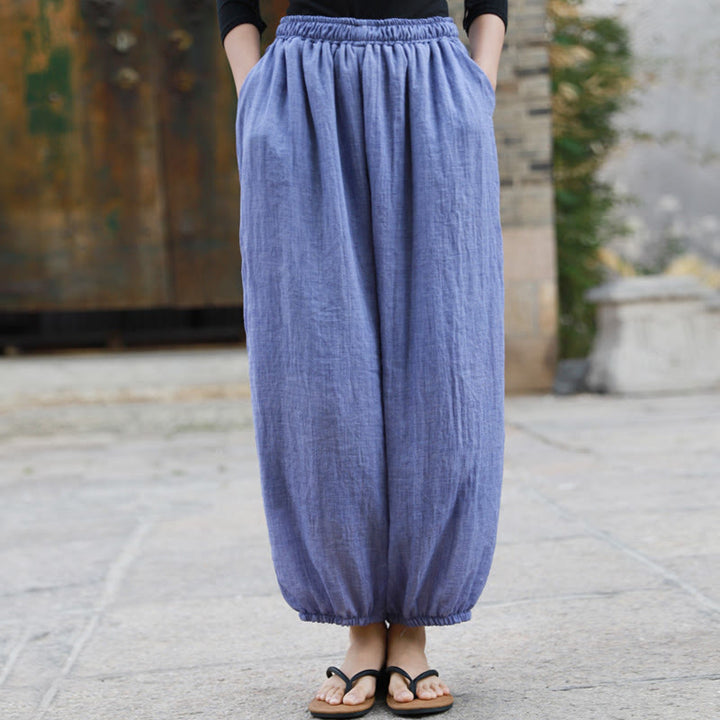 Pantalones casuales de algodón con bolsillos para mujer de Buddha Stones para verano - image 31