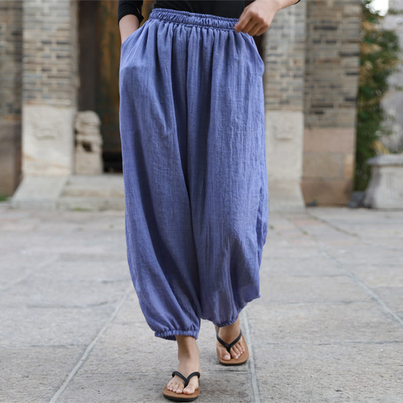Pantalones casuales de algodón con bolsillos para mujer de Buddha Stones para verano - image 32
