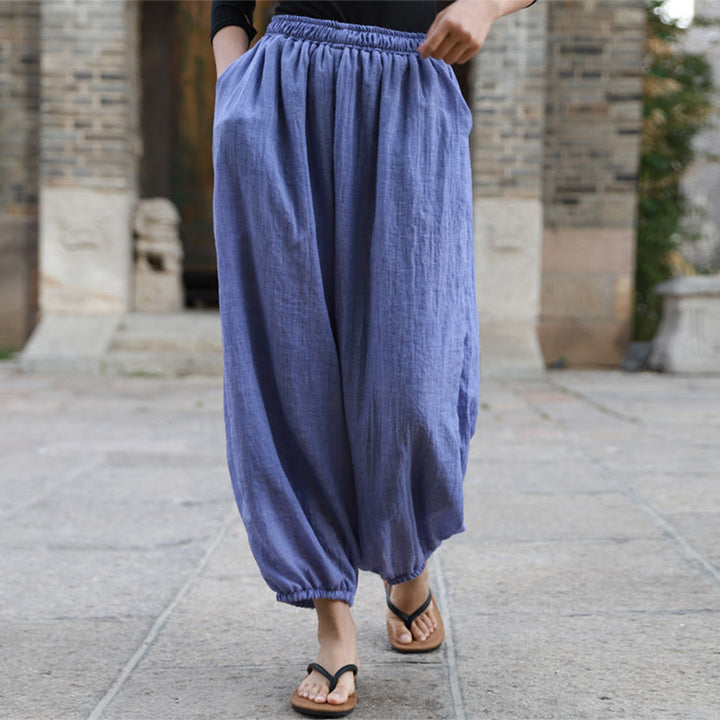 Pantalones casuales de algodón con bolsillos para mujer de Buddha Stones para verano - image 32