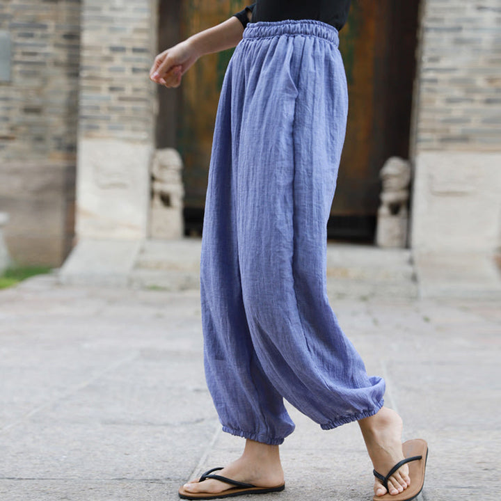 Pantalones casuales de algodón con bolsillos para mujer de Buddha Stones para verano - image 29
