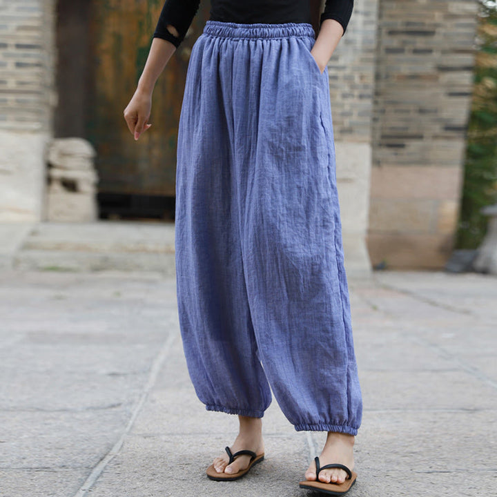 Pantalones casuales de algodón con bolsillos para mujer de Buddha Stones para verano - image 35