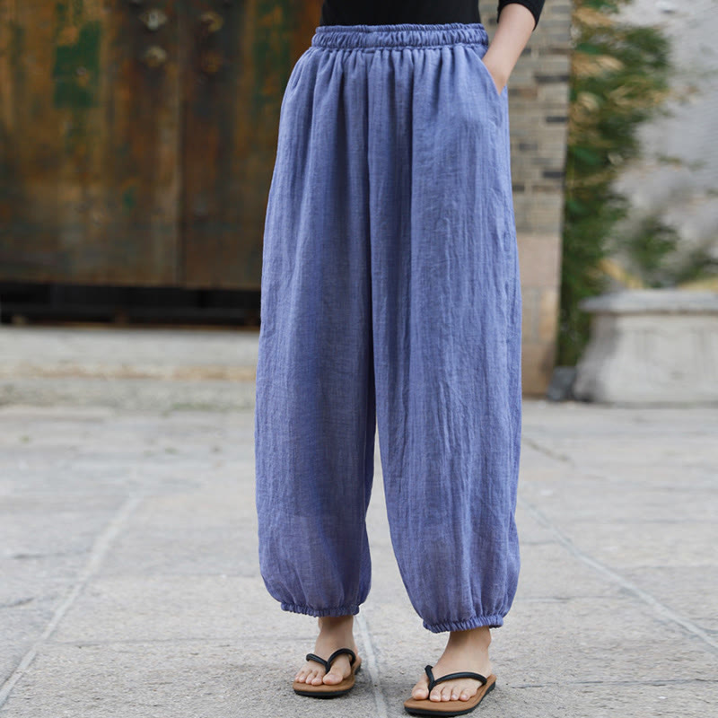 Pantalones casuales de algodón con bolsillos para mujer de Buddha Stones para verano - image 34