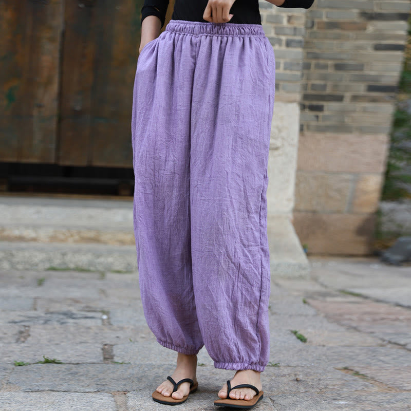 Pantalones casuales de algodón con bolsillos para mujer de Buddha Stones para verano - image 41