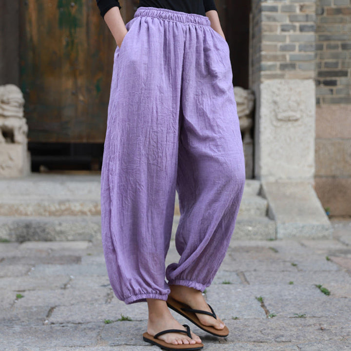Pantalones casuales de algodón con bolsillos para mujer de Buddha Stones para verano - image 38