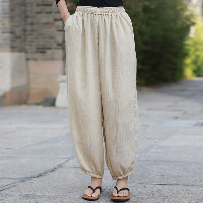 Pantalones casuales de algodón con bolsillos para mujer de Buddha Stones para verano - image 47