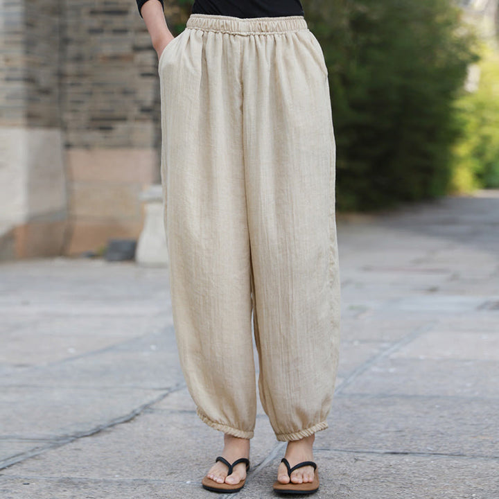 Pantalones casuales de algodón con bolsillos para mujer de Buddha Stones para verano - image 47