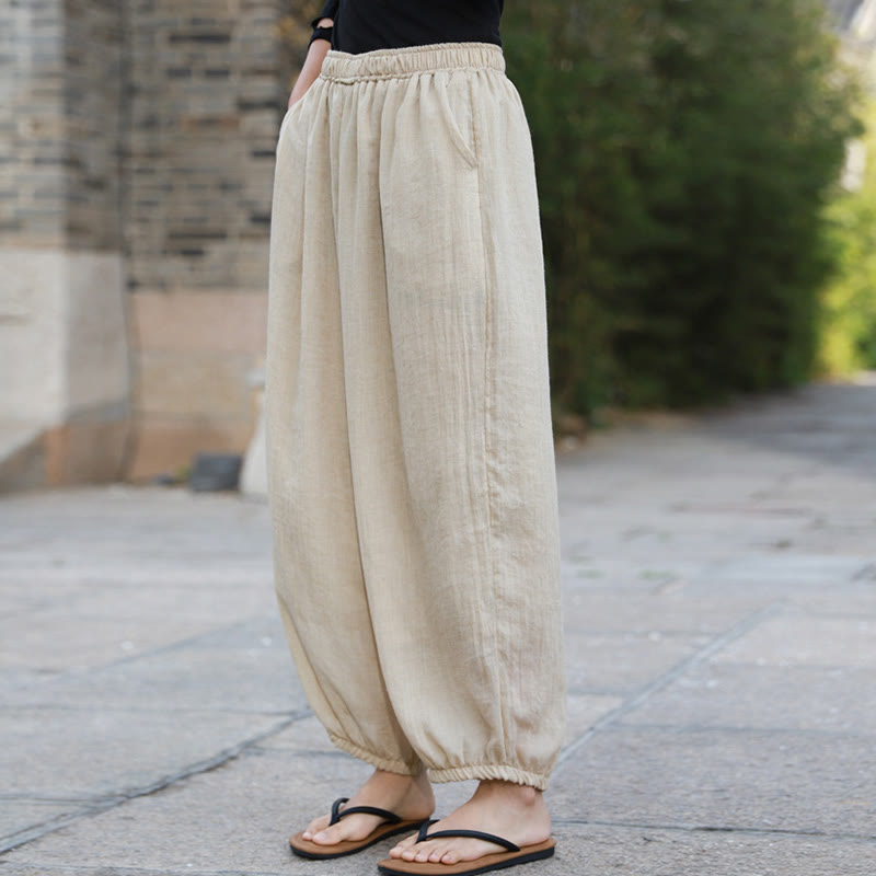 Pantalones casuales de algodón con bolsillos para mujer de Buddha Stones para verano - image 46