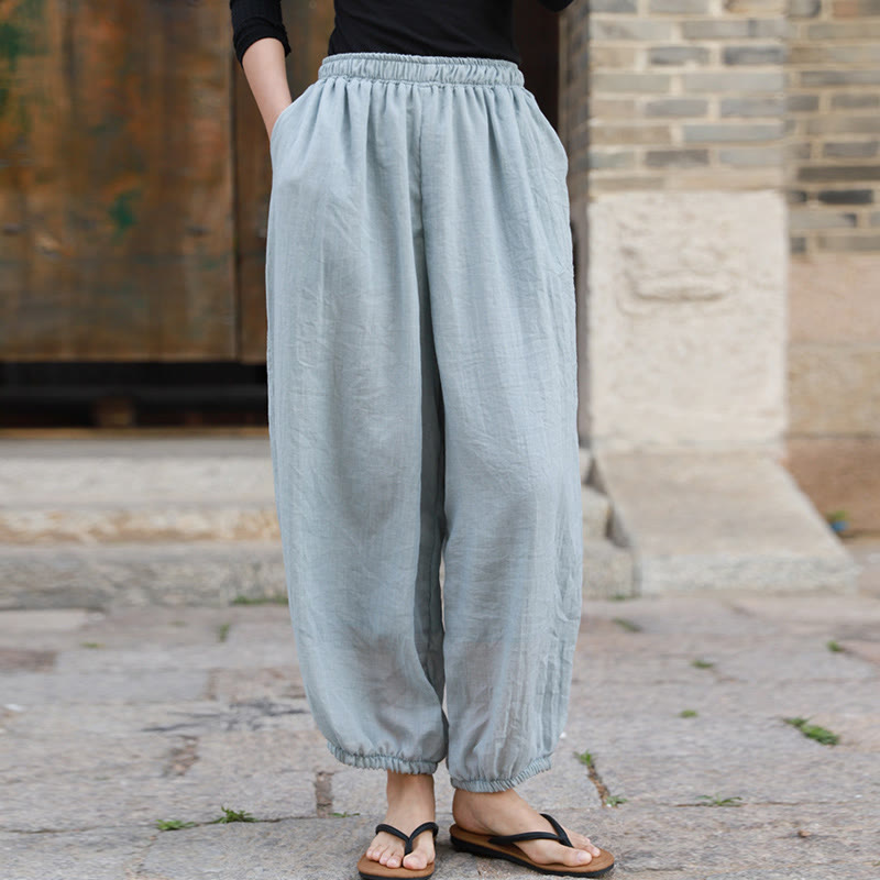 Pantalones casuales de algodón con bolsillos para mujer de Buddha Stones para verano - image 52