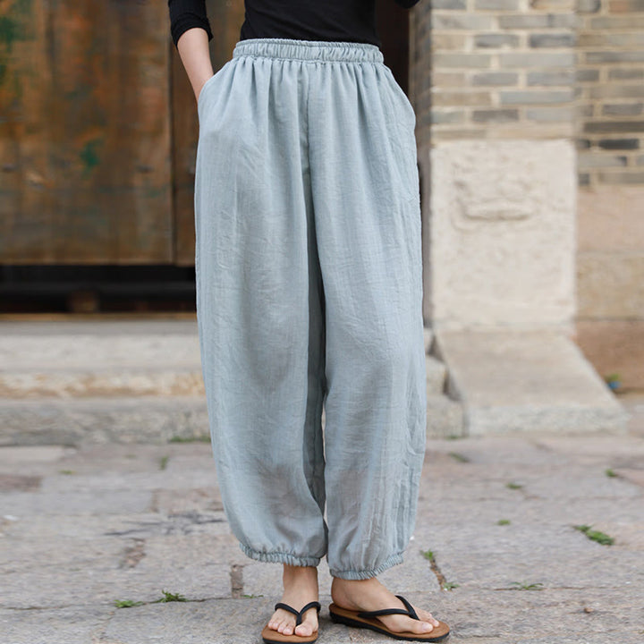 Pantalones casuales de algodón con bolsillos para mujer de Buddha Stones para verano - image 52