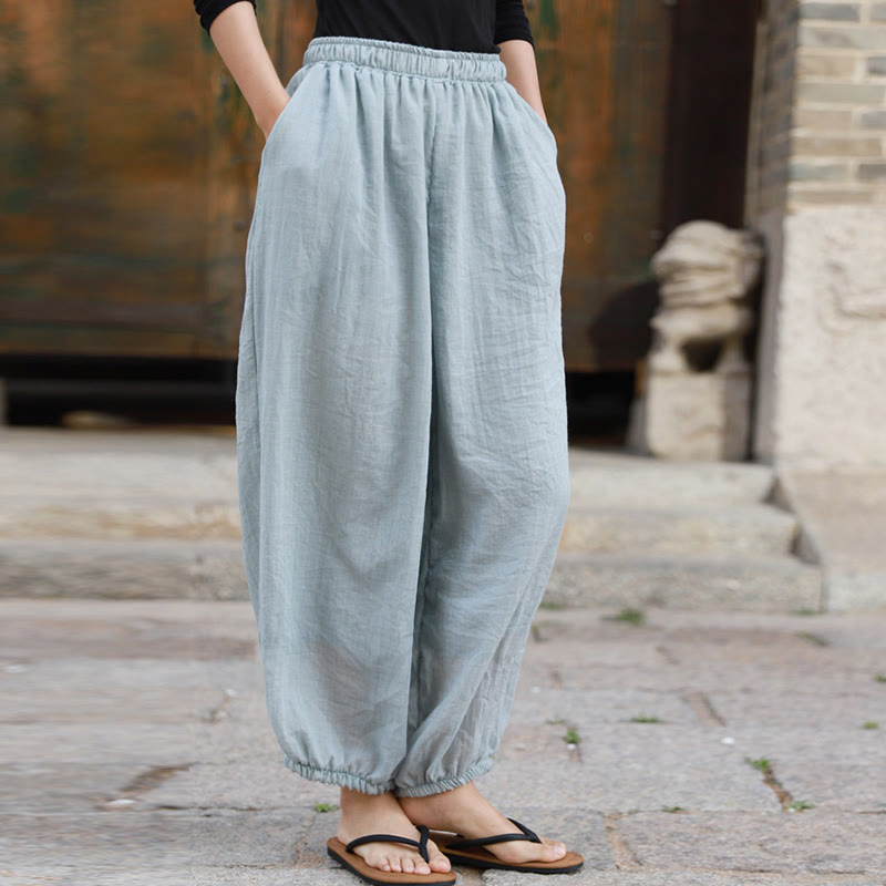 Pantalones casuales de algodón con bolsillos para mujer de Buddha Stones para verano - image 49