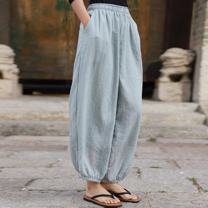 Pantalones casuales de algodón con bolsillos para mujer de Buddha Stones para verano - image 50