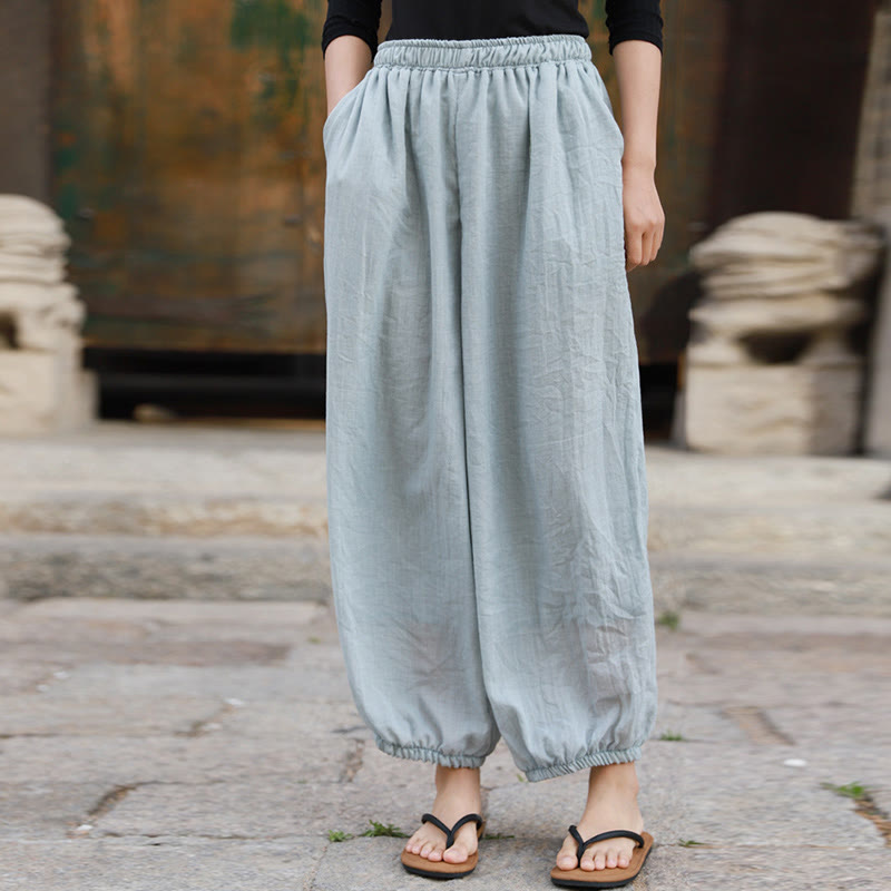 Pantalones casuales de algodón con bolsillos para mujer de Buddha Stones para verano - image 53