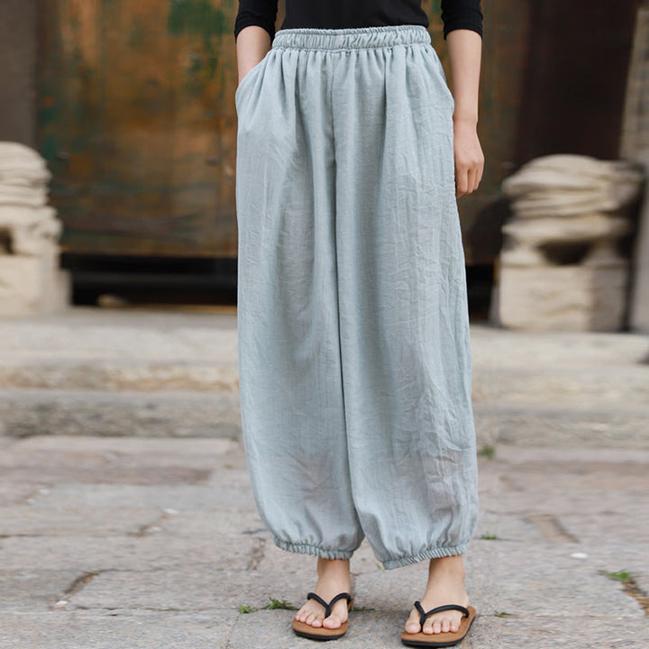 Pantalones casuales de algodón con bolsillos para mujer de Buddha Stones para verano - image 53