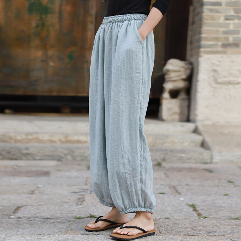 Pantalones casuales de algodón con bolsillos para mujer de Buddha Stones para verano - image 51