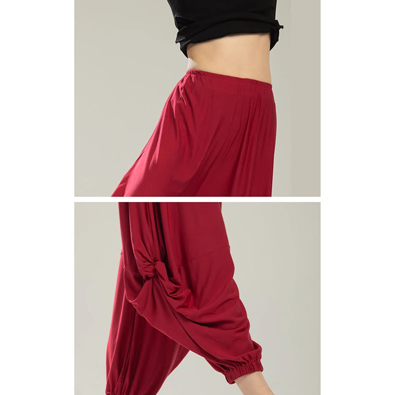 Pantalones de yoga y danza modal de color liso con Buddha Stones y transpirables - image 15