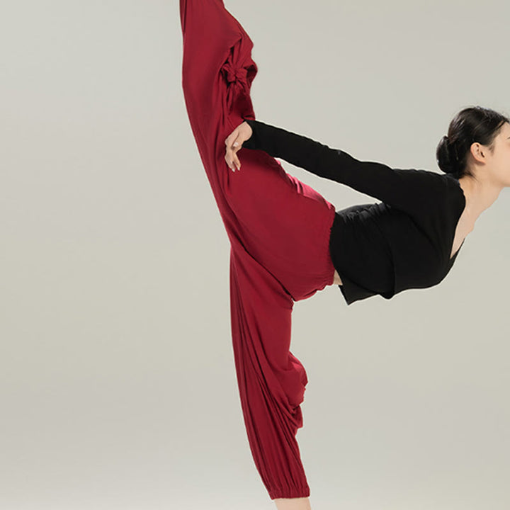 Pantalones de yoga y danza modal de color liso con Buddha Stones y transpirables - image 13