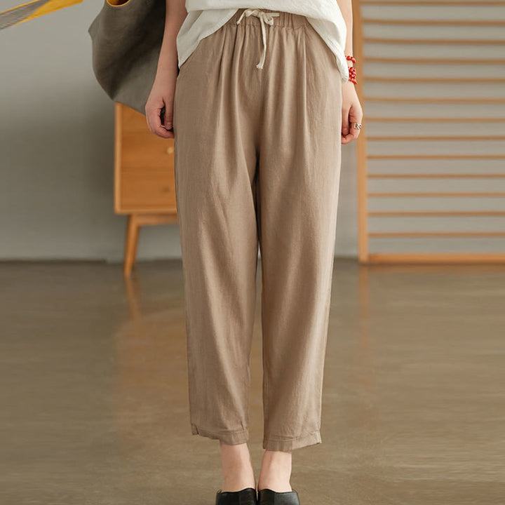 Pantalones harén informales de algodón con cordón y bolsillos para mujer de Buddha Stones - BurlyWood - US14, UK/AU18, EU46 (4XL) - image 13