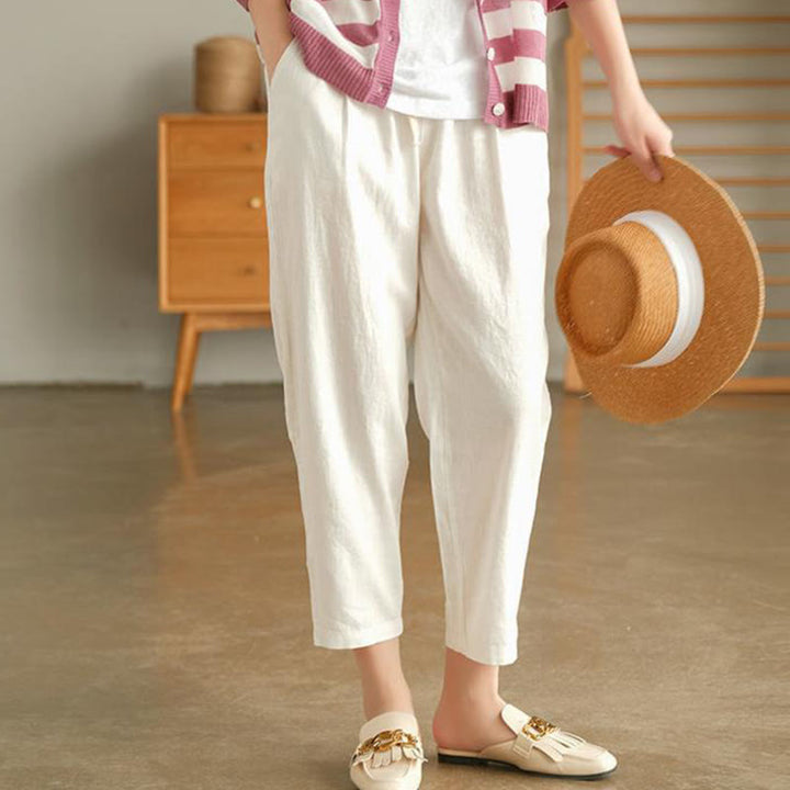 Pantalones harén informales de algodón con cordón y bolsillos para mujer de Buddha Stones - image 9