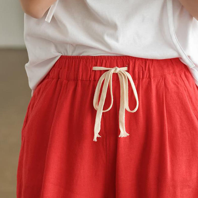 Pantalones harén informales de algodón con cordón y bolsillos para mujer de Buddha Stones - image 16