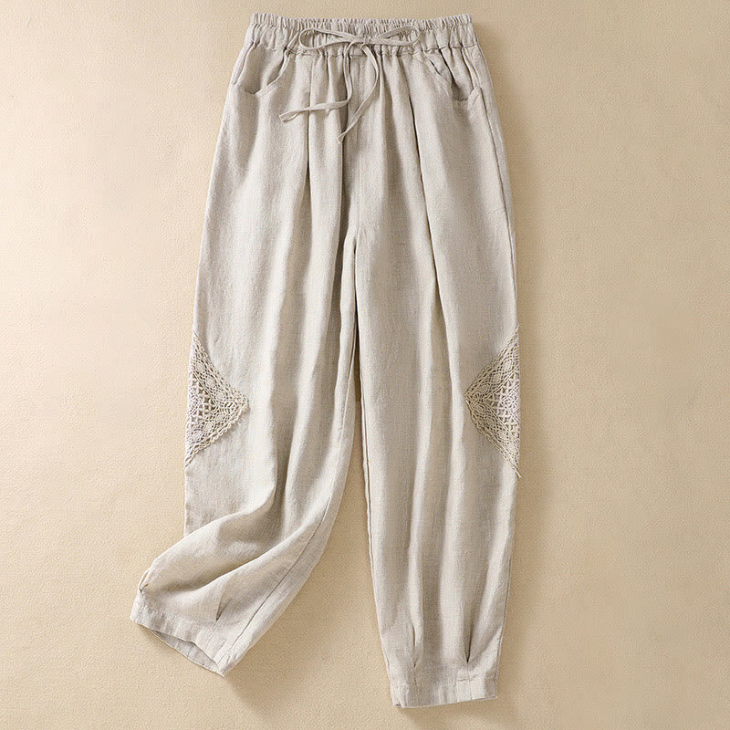 Pantalones harem de verano para mujer con cordón ajustable y bolsillos , de Buddha Stones. - Lino - US8-10，UK/AU12-14，EU40-42 (2XL) - image 15