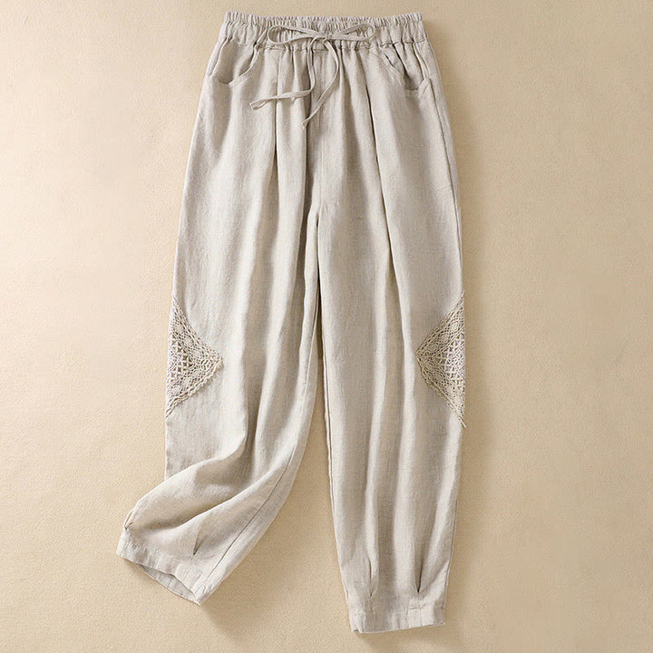 Pantalones harem de verano para mujer con cordón ajustable y bolsillos , de Buddha Stones. - Lino - US8-10，UK/AU12-14，EU40-42 (2XL) - image 15