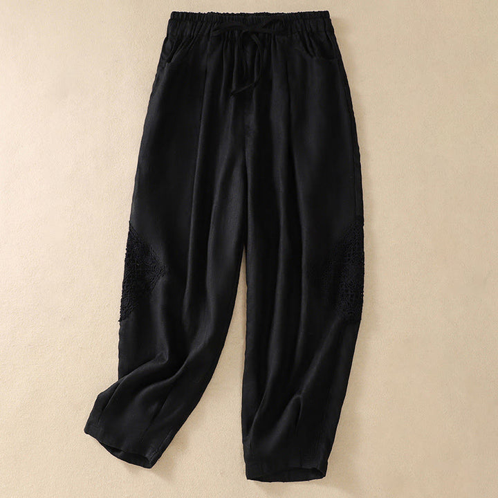 Pantalones harem de verano para mujer con cordón ajustable y bolsillos , de Buddha Stones. - Negro - US8-10，UK/AU12-14，EU40-42 (2XL) - image 4