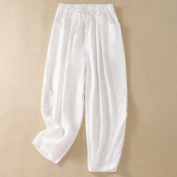 Pantalones harem de verano para mujer con cordón ajustable y bolsillos , de Buddha Stones. - Blanco - US8-10，UK/AU12-14，EU40-42 (2XL) - image 2