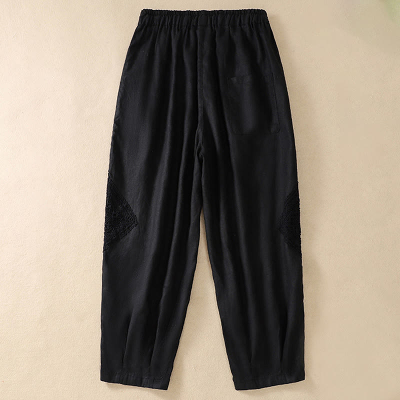 Pantalones harén de algodón con cordón y bolsillos para mujer de Buddha Stones Summer