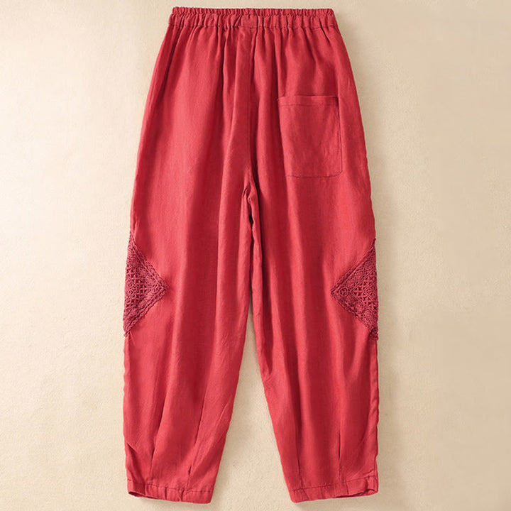 Pantalones harén de algodón con cordón y bolsillos para mujer de Buddha Stones Summer