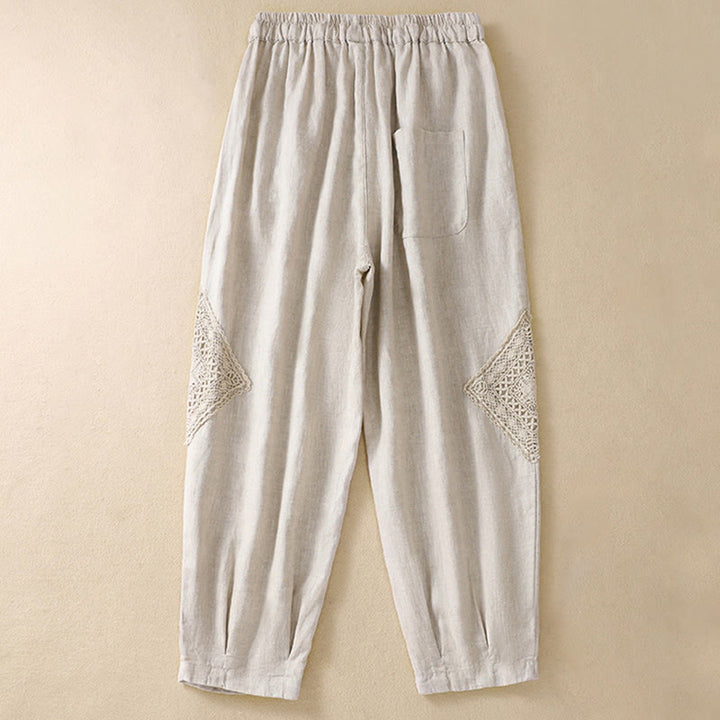 Pantalones harén de algodón con cordón y bolsillos para mujer de Buddha Stones Summer - image 17