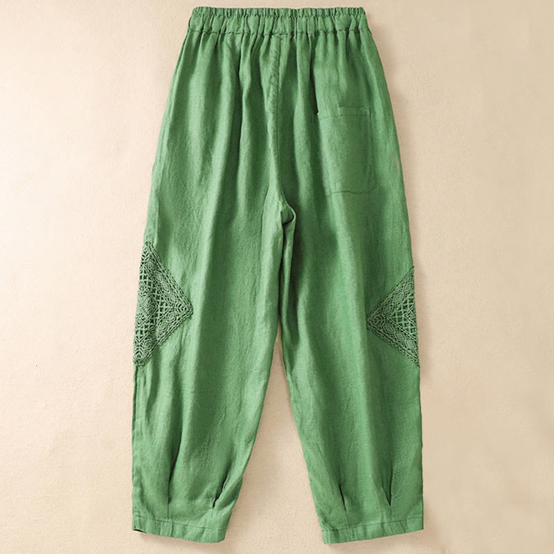 Pantalones harén de algodón con cordón y bolsillos para mujer de Buddha Stones Summer - image 10