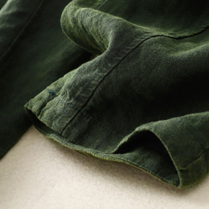 Pantalones harén de lino con cintura elástica y cordón ajustable para mujer de Buddha Stones con bolsillos - image 16