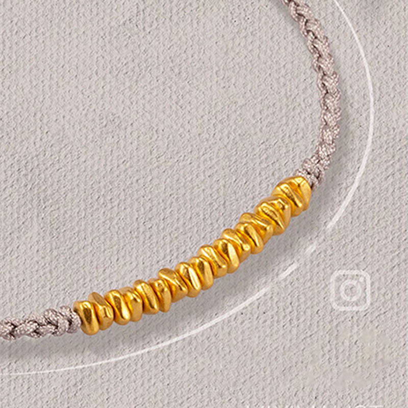 Pulsera trenzada de protección hecha a mano con diseño de pequeñas piezas de oro 999 y Buddha Stones - Gris (Oro, aproximadamente 0,75 g) - 21 cm - image 13