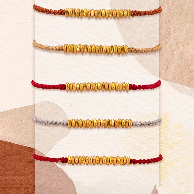 Pulsera trenzada de protección hecha a mano con diseño de pequeñas piezas de oro 999 y Buddha Stones - image 16