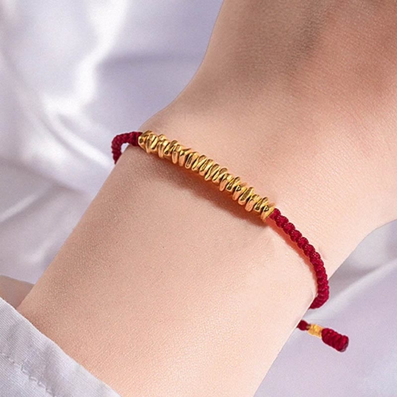 Pulsera trenzada de protección hecha a mano con diseño de pequeñas piezas de oro 999 y Buddha Stones - image 10