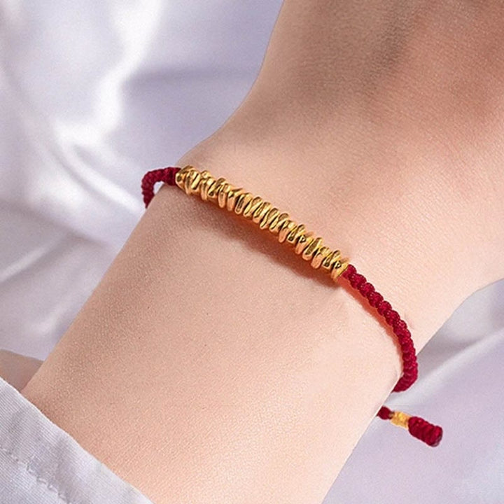 Pulsera trenzada de protección hecha a mano con diseño de pequeñas piezas de oro 999 y Buddha Stones - image 10