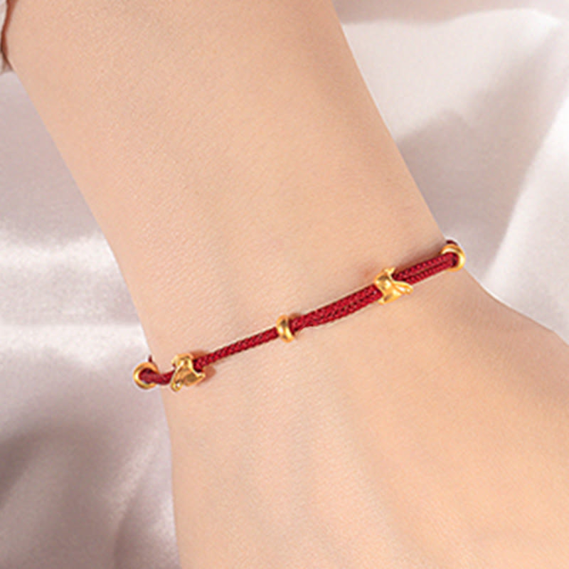 Pulsera trenzada de la suerte hecha a mano con diseño de osmanthus y conejo de la suerte en oro 999 con Buddha Stones - image 15