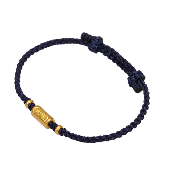 Pulsera de cuerda trenzada hecha a mano con diseño tallado y amuleto de buena suerte de oro 999 con Buddha Stones
