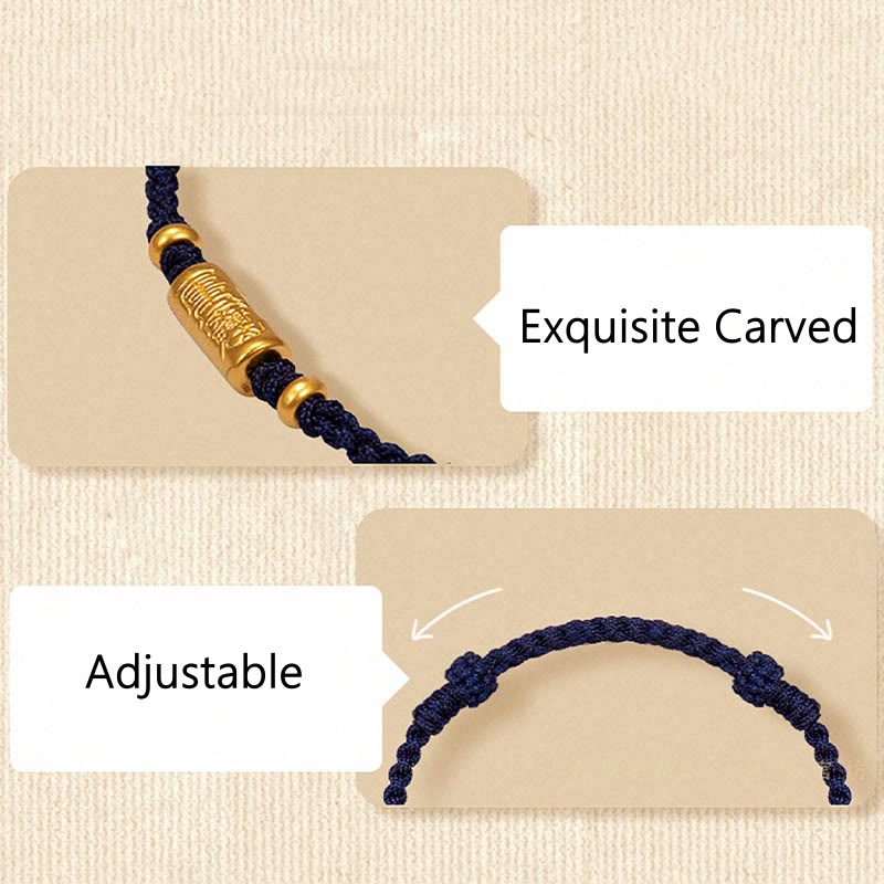 Pulsera de cuerda trenzada hecha a mano con diseño tallado y amuleto de buena suerte de oro 999 con Buddha Stones