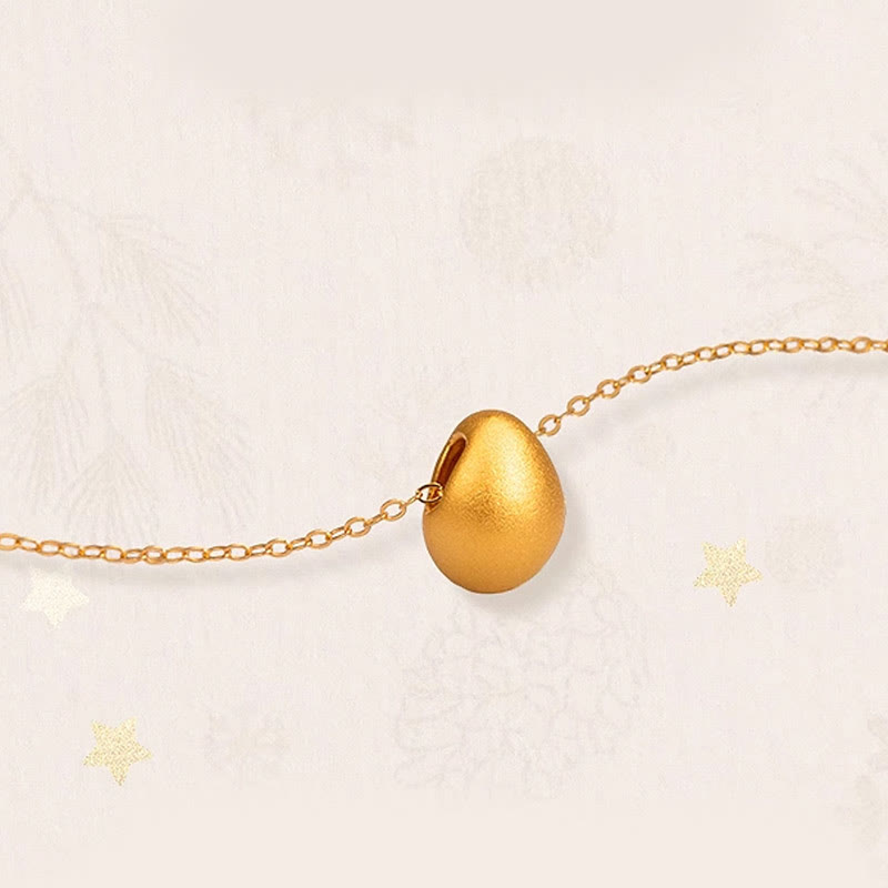 Collar con colgante de bendición con forma de gota de agua y huevo de oro 999 con Buddha Stones