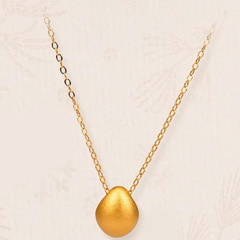 Collar con colgante de bendición con forma de gota de agua y huevo de oro 999 con Buddha Stones